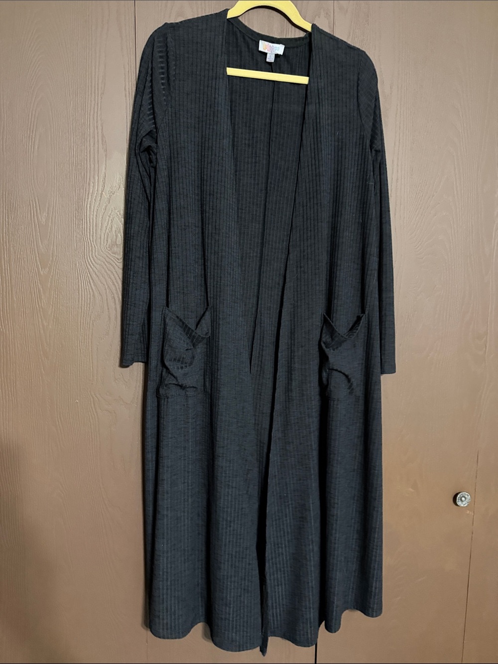 LuLaRoe Black Ribbed Long Open-Front Cardigan